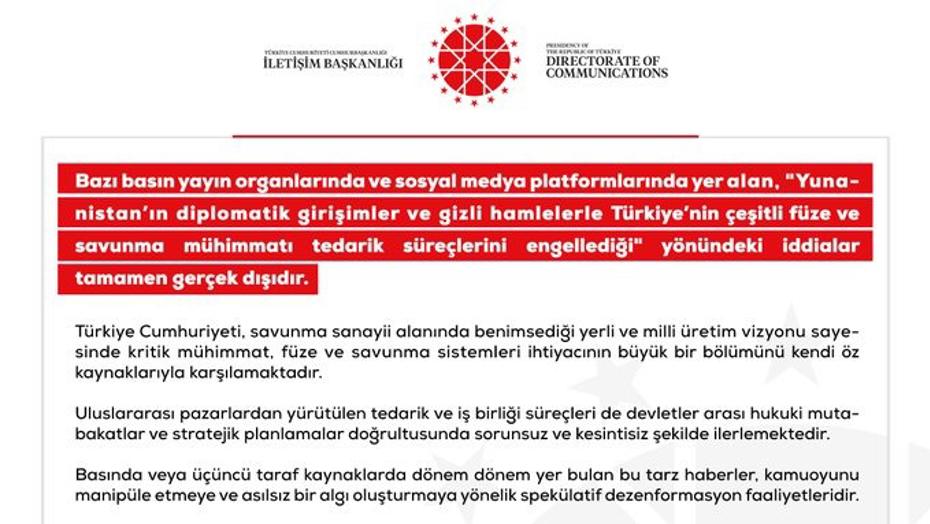 Dezenformasyonla Mücadele Merkezi'nden Türkiye'nin Savunma Tedarik Süreçlerine İlişkin Yanıt